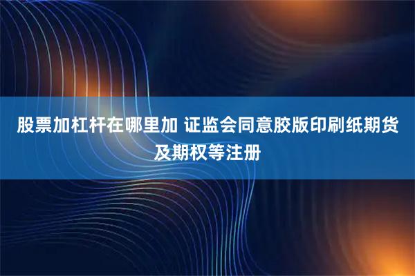 股票加杠杆在哪里加 证监会同意胶版印刷纸期货及期权等注册