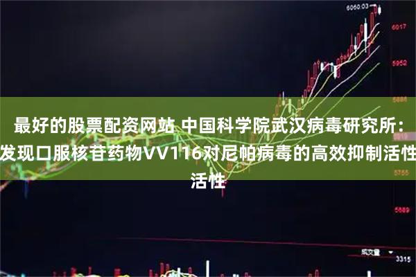 最好的股票配资网站 中国科学院武汉病毒研究所:发现口服核苷药物VV116对尼帕病毒的高效抑制活性